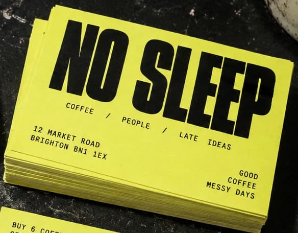 Example artwork for business cards; stock and finish follow the selected specification