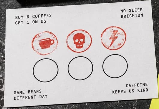 Example artwork for loyalty cards; stock and finish follow the selected specification