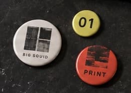 Example artwork for pin badges; stock and finish follow the selected specification