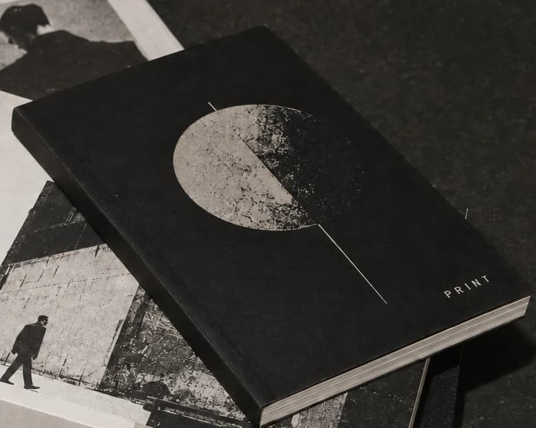 Example artwork for foil-stamped notebooks; stock and finish follow the selected specification