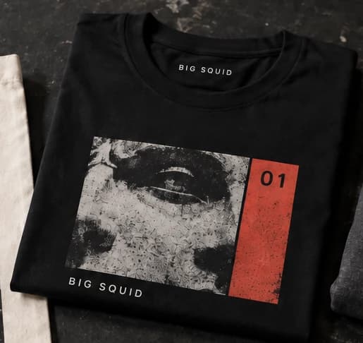 Example artwork for t-shirts; stock and finish follow the selected specification
