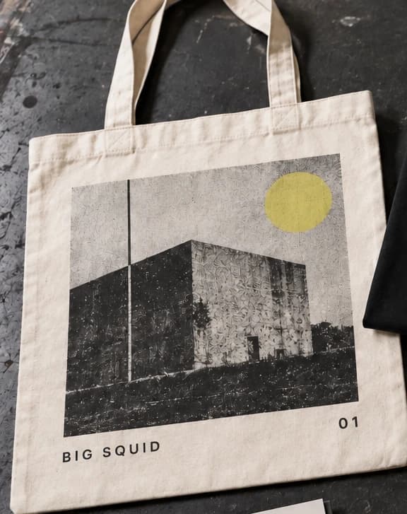 Example artwork for tote bags; stock and finish follow the selected specification